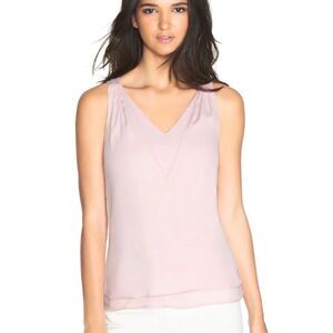 WHBM V-neck Layered Shell Sleeveless Blouse